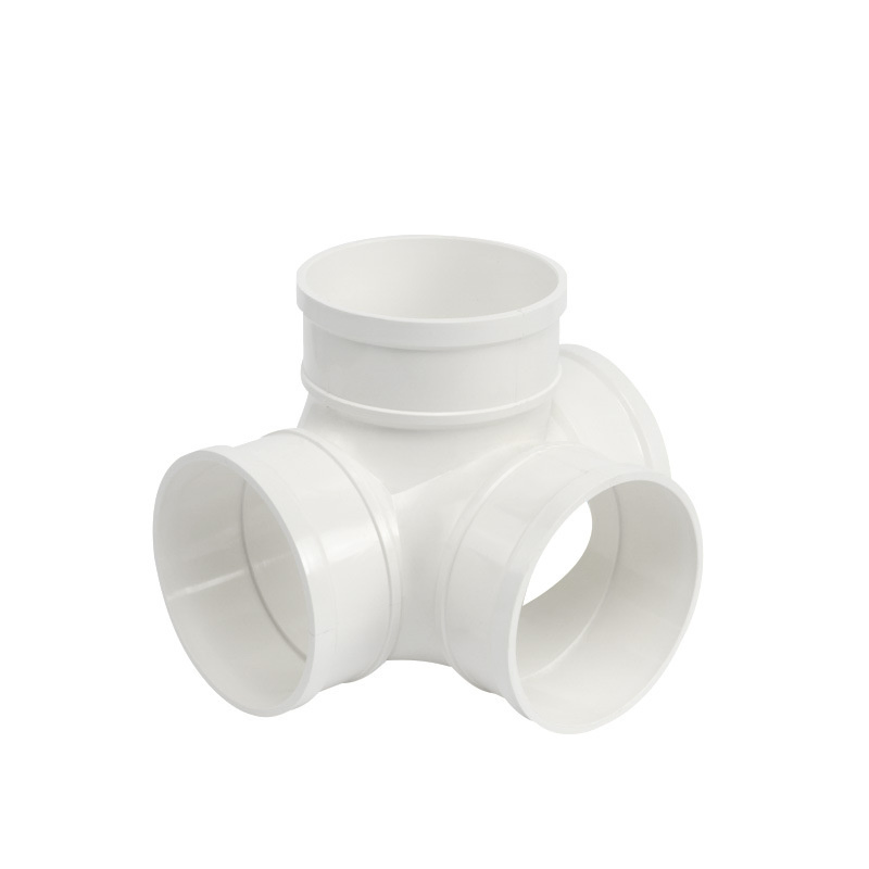 Zhongcai UPVC Drainage Pipe Fittings Cubic Cross 110mm for PVC Plastic Tube