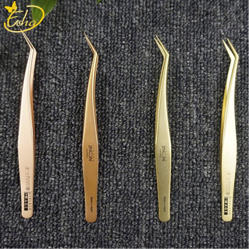 Gold Four Tip Eyelashes Extension Ultra Fine Tip Tweezers