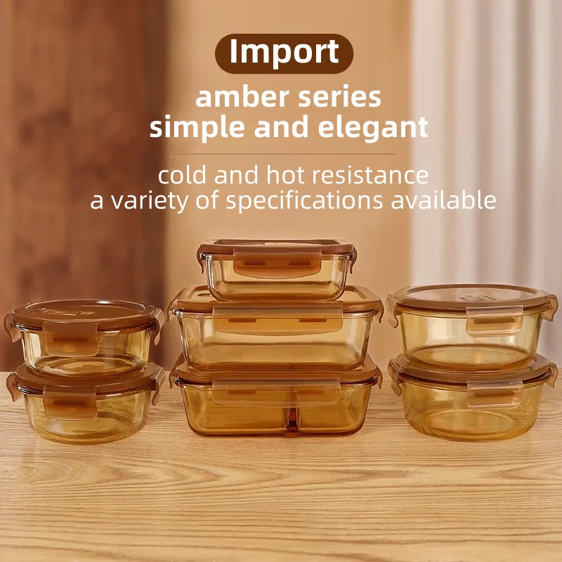 Bestfull Amber Glass Containers Microwave Safe Borosilicate Glass Kitchen Meal Prep Containers for Food Storage