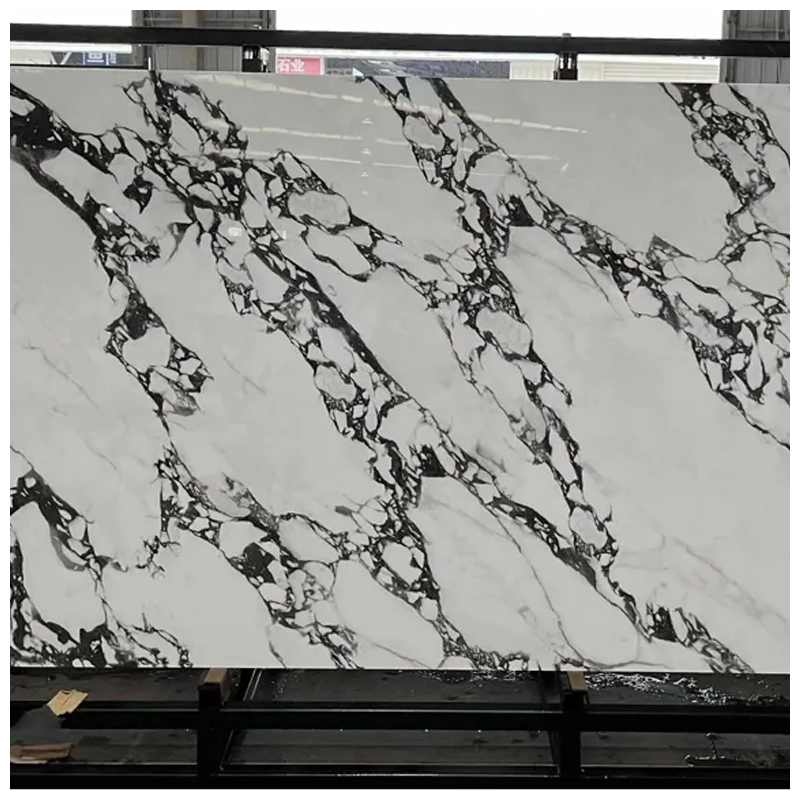 Black and White Bulgari Black Marble Pattern Ultracompact Slabs