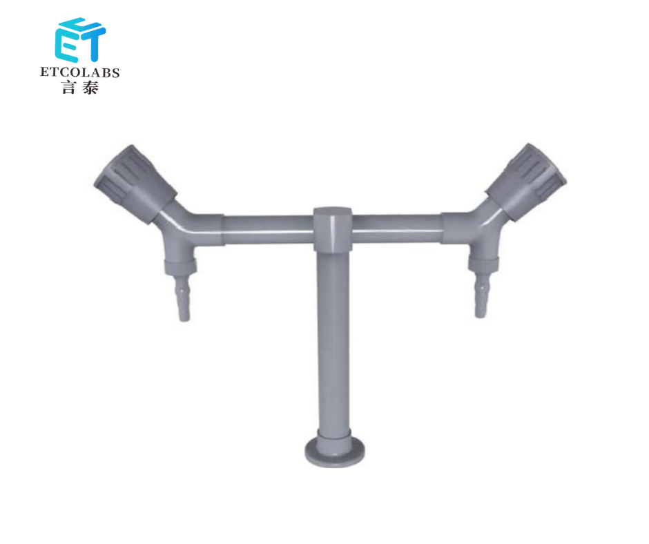 Double Outlet Lab Faucet Featuring Smooth Nozzle and Epoxy Coated Finish