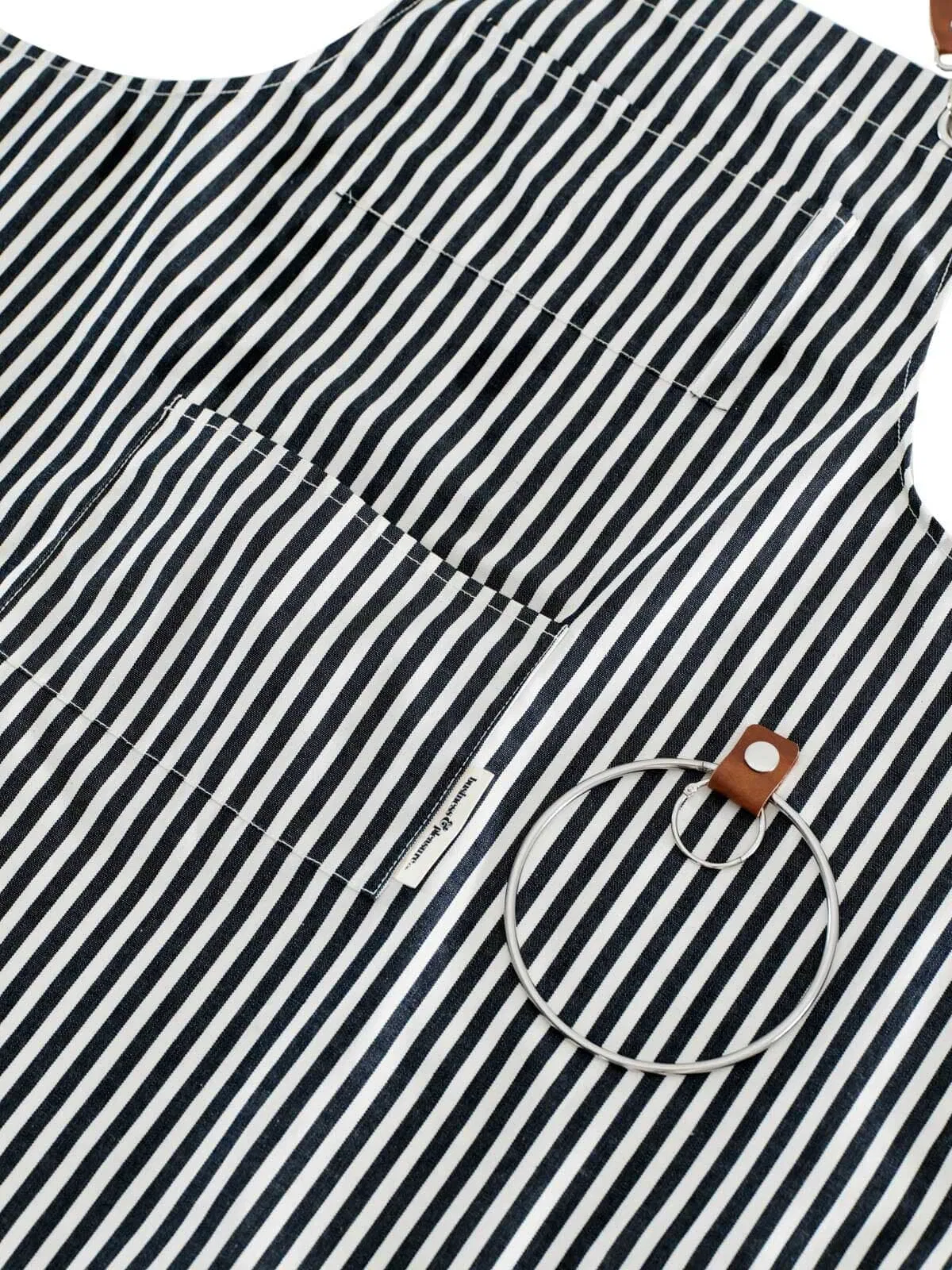 Wholesale Chef Adjustable Shoulder Strap Canvas Striped Apron for Camping