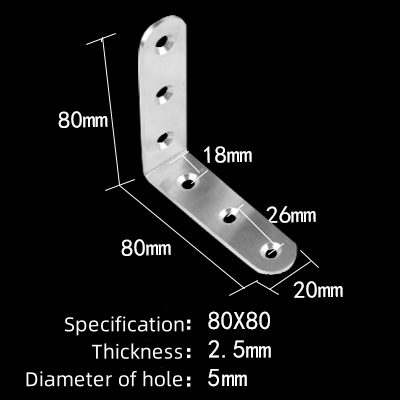 Угловой кронштейн L-образный для мебели из нержавеющей стали