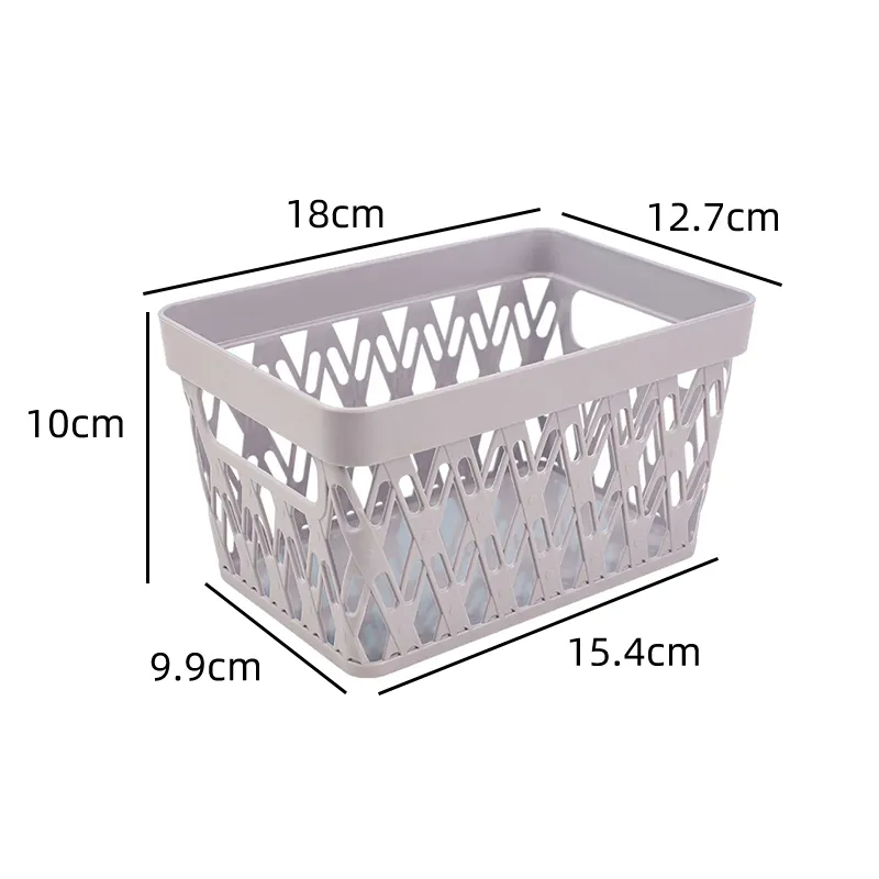 Multi Size Rectangular Colorful Desktop Plastic Storage Basket with Handle
