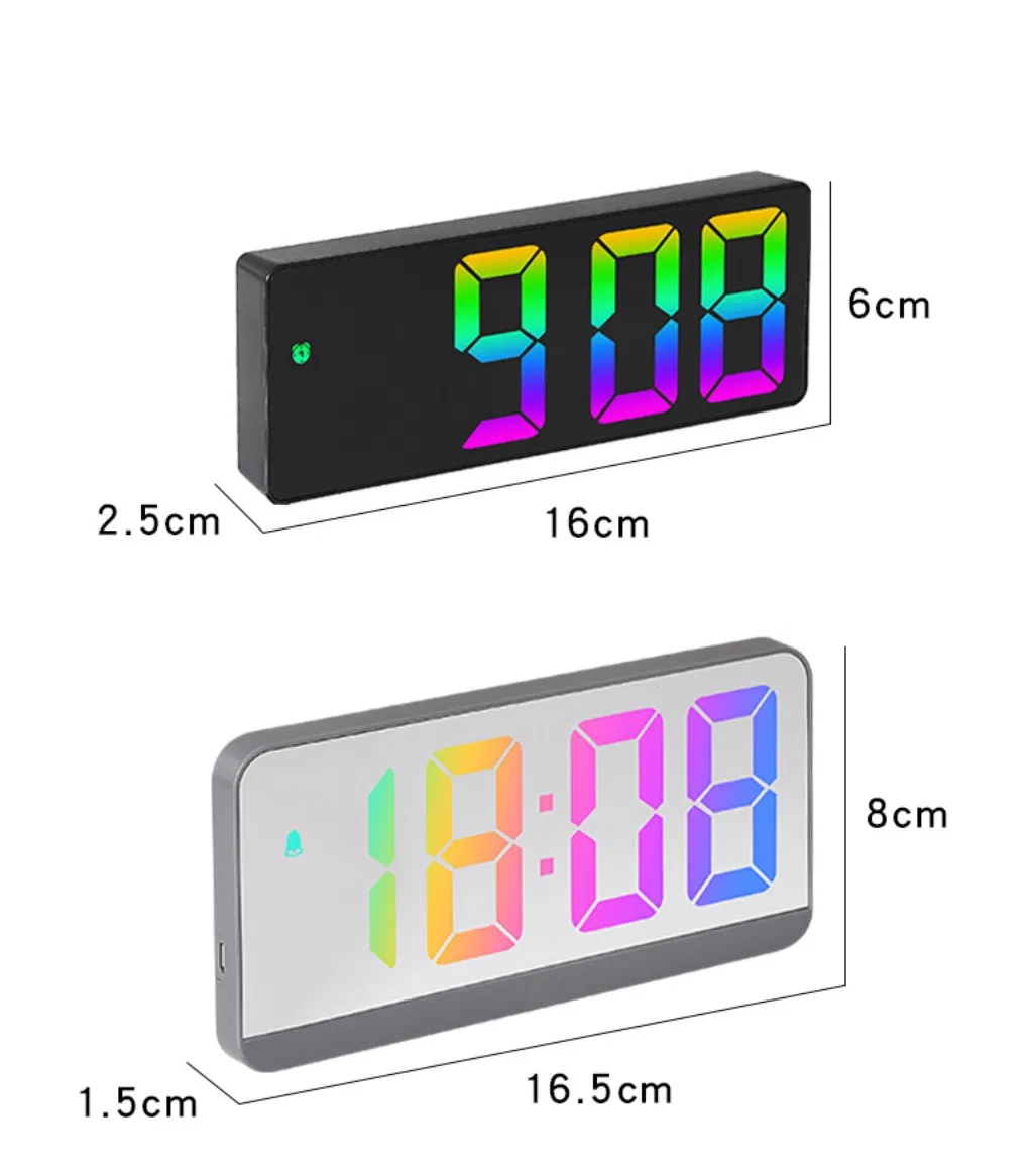 Plastic LED Digital Desk Clock Smart Mirror Wall Table Clock for Home
