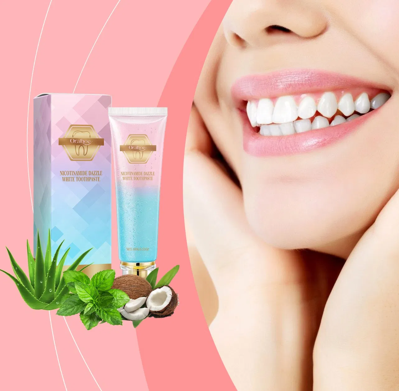 Online Wholesale Retail Niacinamide Toothpaste Fast Whitening Brightening Fresh Breath Removes Plaque Whitening Effect Removing Stains
