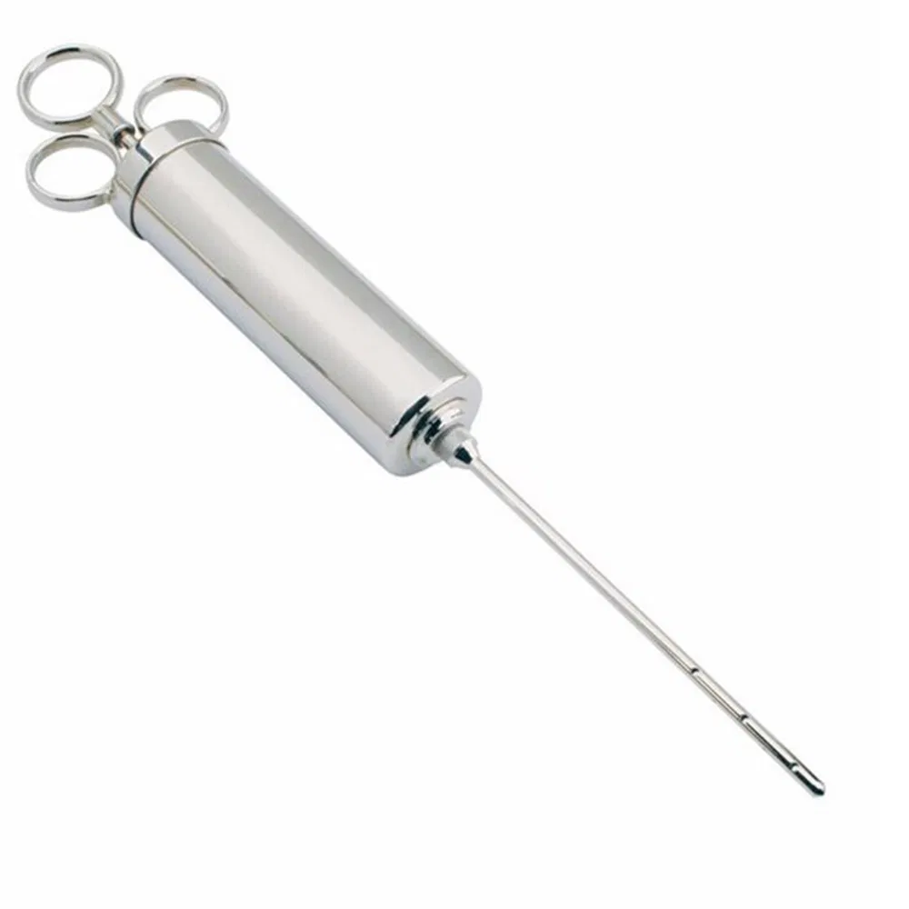 Meat Injector Stainless Steel Seasoning Injector Kit with 2-Oz Capacity Barrel and 2 Marinade Needles Esg10147