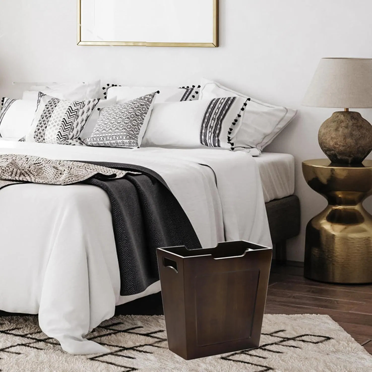 Бамбуковая урна для офиса и гостиной, коричневая