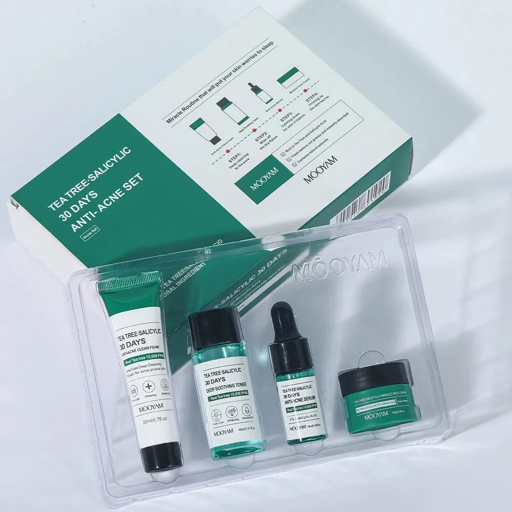 30 Days Anti-Acne Tea Tree Salicylic Acid Skin Care Set Facial Cleanser Toner Serum Face Cream Oil