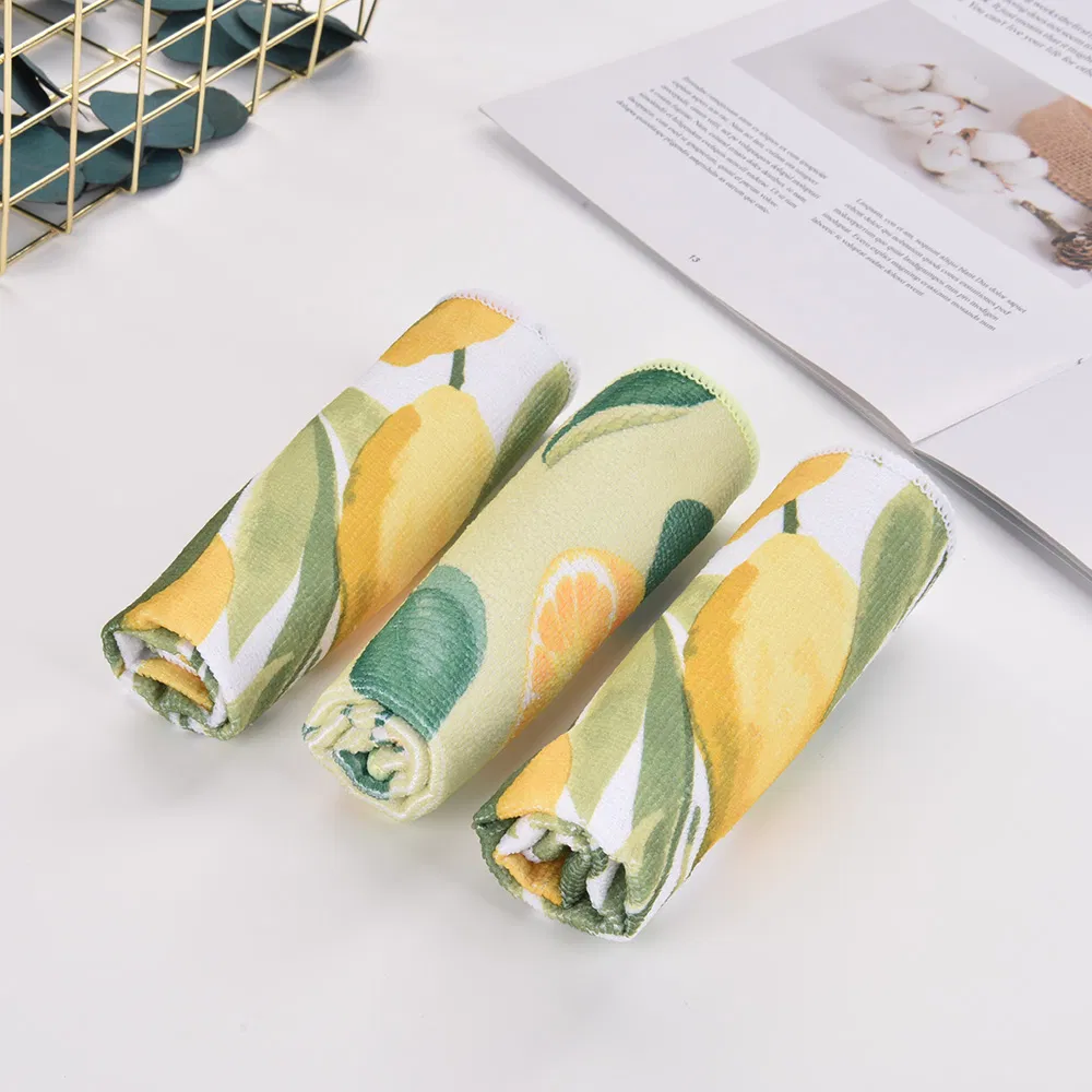 3PCS New Lemon Design Printed Microfiber Cleaning Cloth