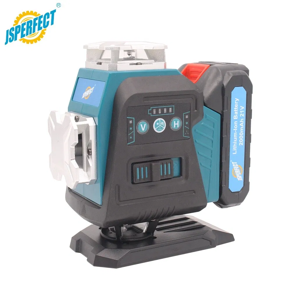 Jsperfect 4D Green Lithium Battery Laser Level and Cordless Impact Drill Tool Box