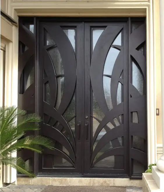Cbmmart Double Swing Security Exterior Steel Metal Front Wrought Iron Entry Doors