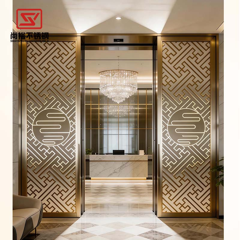 Chinese Style Modern Interior Stainless Steel Room Divider Hotel Screen Partition