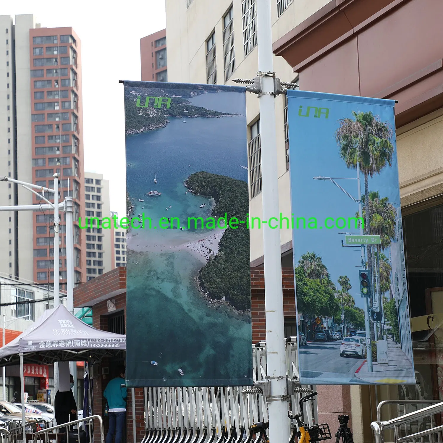 Street Light Pole Spring-Loaded Advertising Banner Flex Clamp