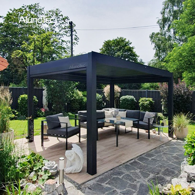 Outdoor Alloy Awning Garden Gazebo for Oasis With Side Blinds