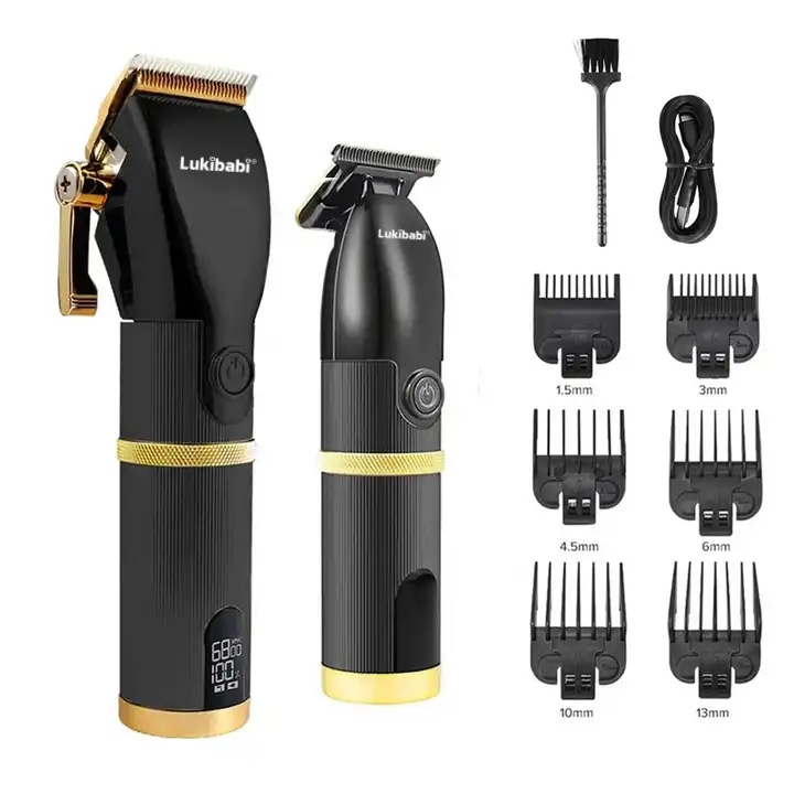 Hair Clipper Customize Professional USB Rechargeable Ceramic Barber Electric Hair Trimmers & Clippers Set