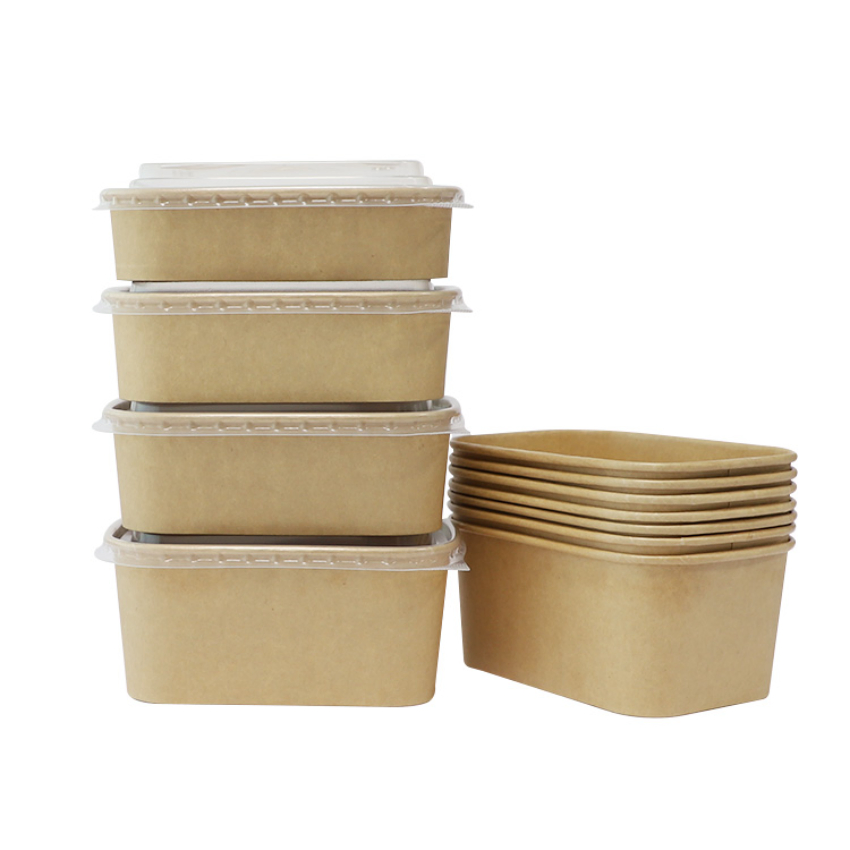 Customized Printed Eco-Friendly Leak-Proof Disposable Paper Salad Bowl with Lids