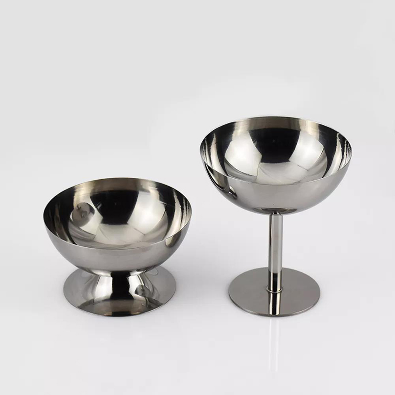 Hot Sale 200ml Stainless Steel Ice Cream Cup Multi-Function Goblet Snack Cup Silver Glassware