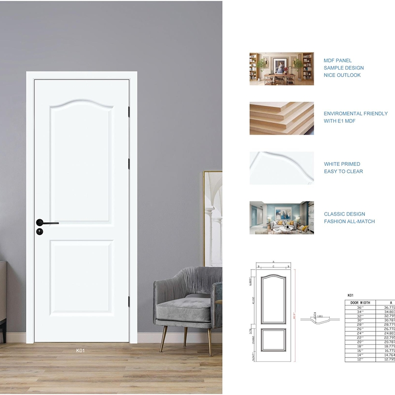 Solid Hardwood Internal Simple White Bedroom Kitchen Prepainted Interior Wooden Doors for House