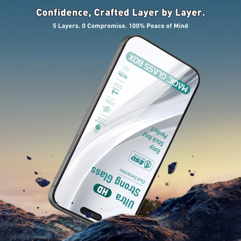 Crystal Clear Tempered Glass Screen Protector Installation Frame Kit