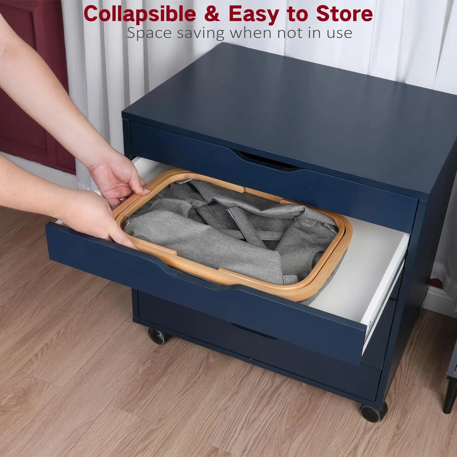 Bamboo Household Simple with Bamboo Handle, Clothing and Miscellaneous Storage Basket