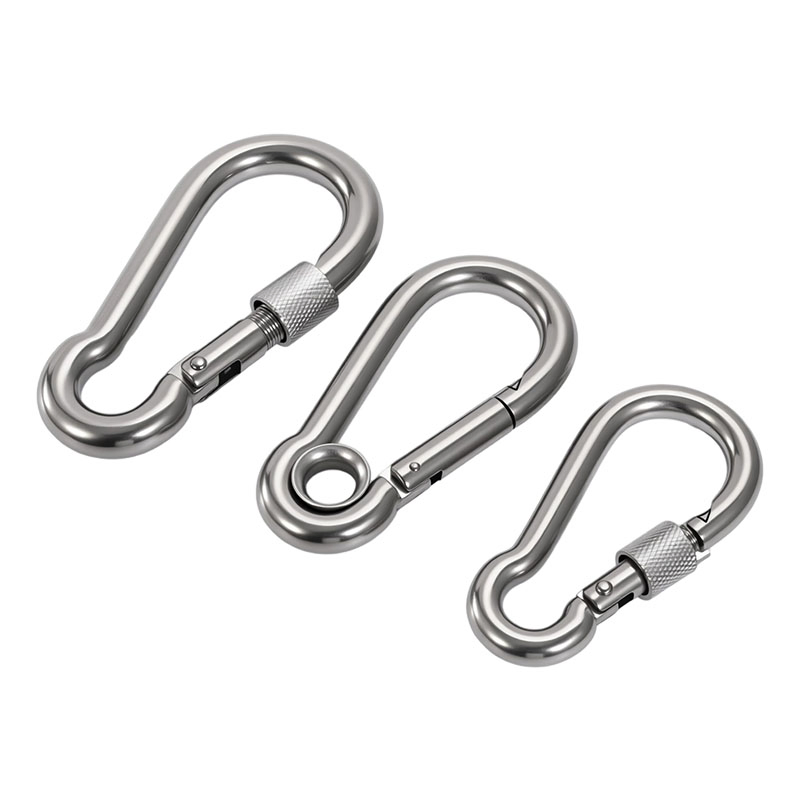 304/316 Stainless Steel M4 M5 M6 M7 M8 M9 M10 M11 M12 M13 M14 Carbine Carabiner Snap Hook with Lock Nut