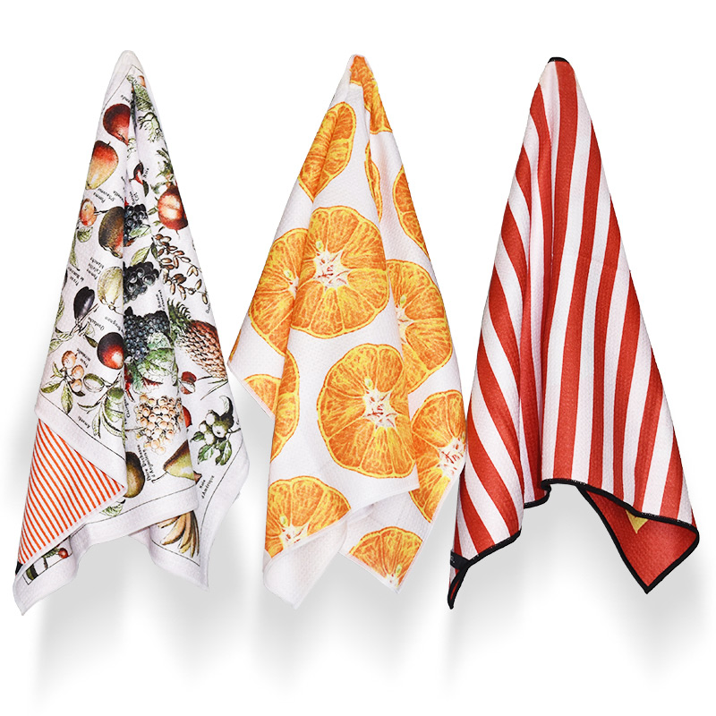 Towels Kitchen Waffle Customize Digital Printing Quality French Wholesale Tea Towels