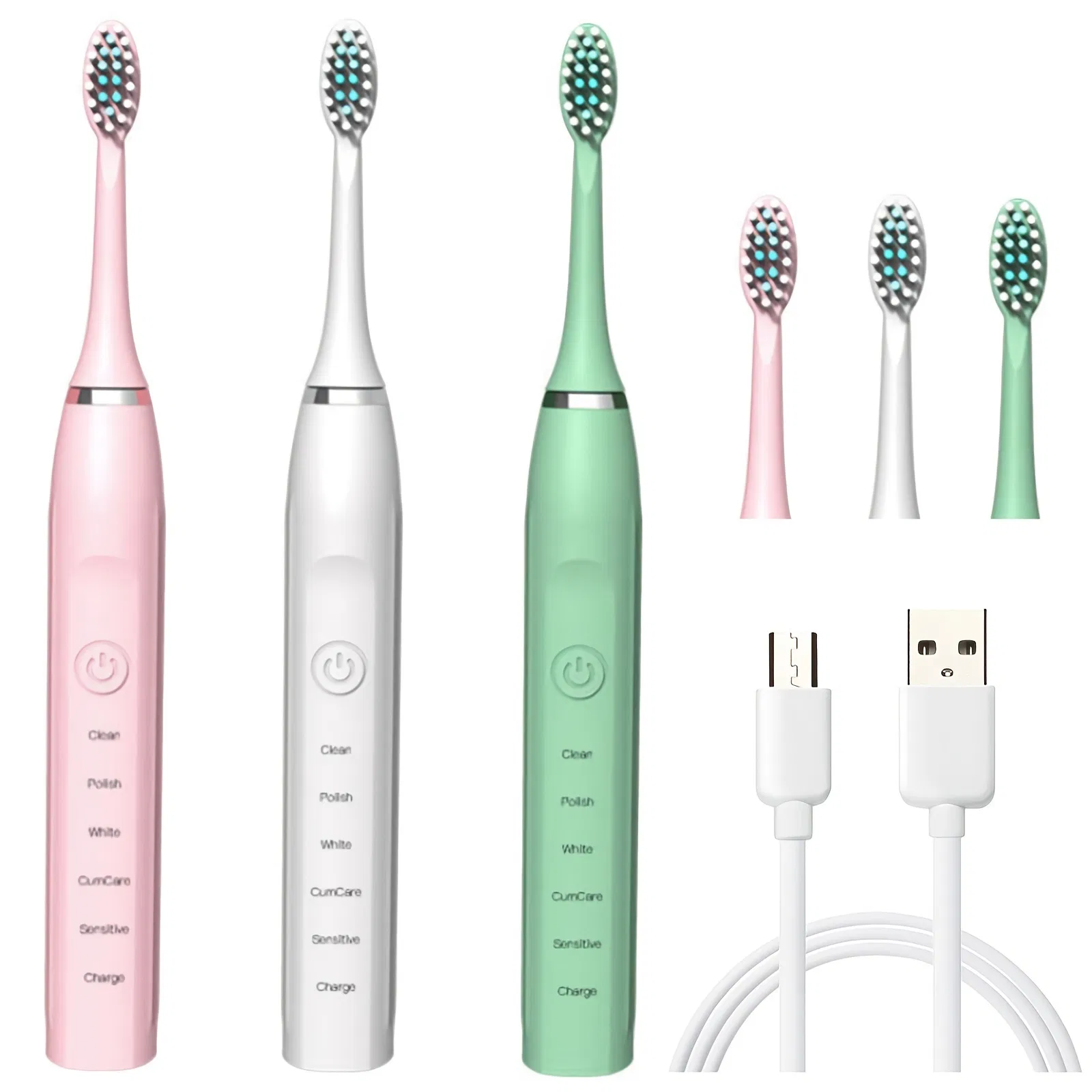 Unisex USB Rechargeable Ultrasonic Automatic Adult Electric Toothbrush