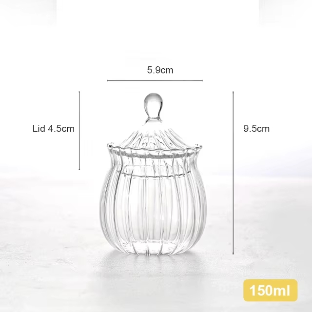 Стеклянная банка для конфет в полоску, 150/410 мл