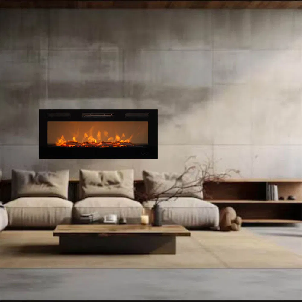 China Factory OEM Custom Wood Burning Wall Mounted Stove Electric Fireplace
