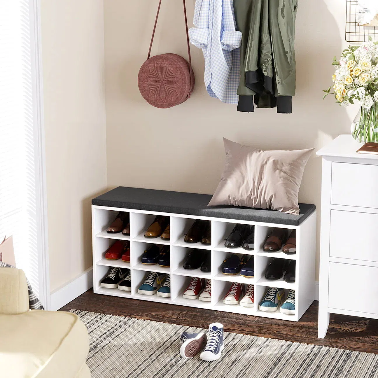 Modern Aluminium Powder Coated Profiles Shoe Cabinet for Entryway - Stylish Storage Solution