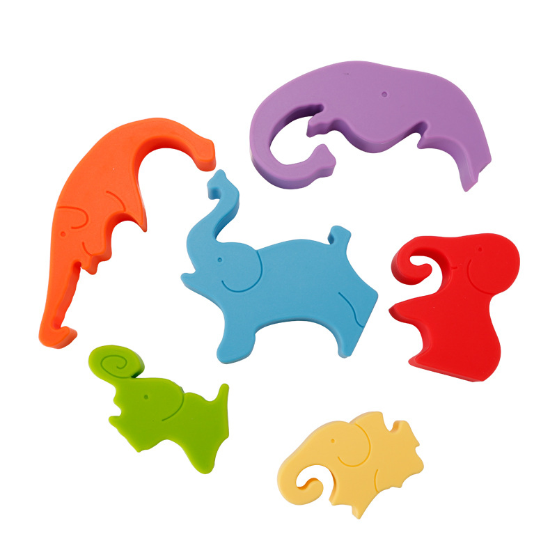 Wholesale Food Grade Educational Toddlers Infant Toys Baby Silicone Elephant Puzzle Toy