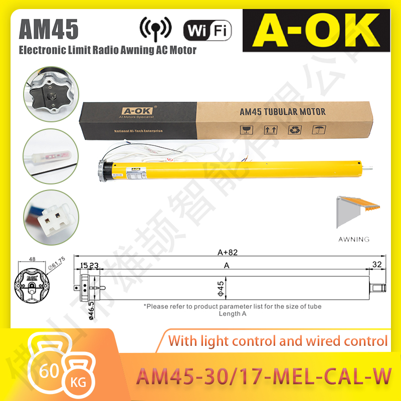 Aok Am45-30/17-Mel-Cal-W Smart Wi-Fi Shutter Motor with Light Control and Wire Control