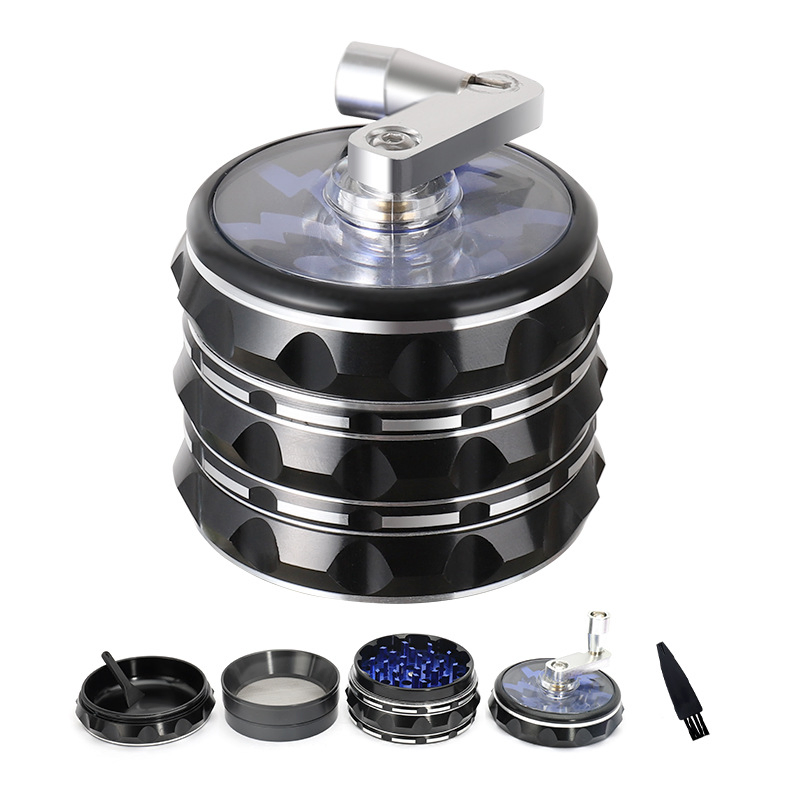 4 Layers 63mm Custom Logo High Quality Aluminum Herb Grinder with Handle