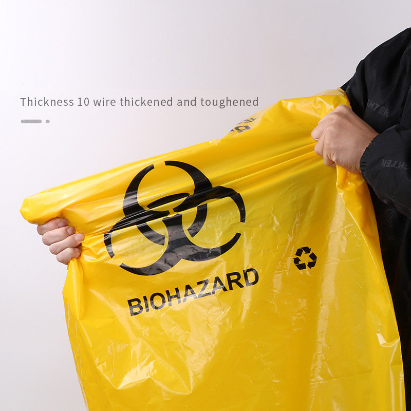 Medical Garbage Professional Processing Bag Anti-Secondary Contamination Design HDPE High-Density Material Drawstring Quick Sealing 50PCS/Roll