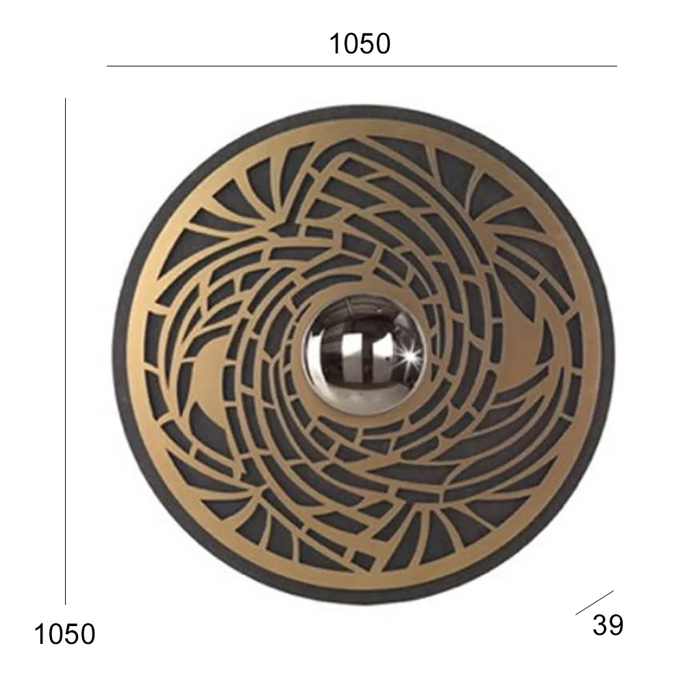 Modern Round Decorative Mirror with Metal Frame for Bedroom or Living Room