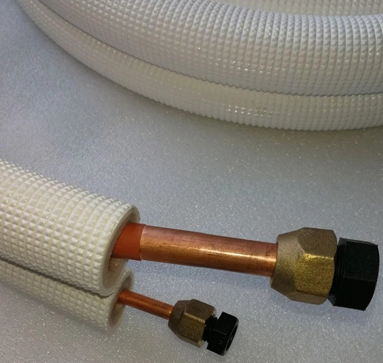3/8"+5/8" Copper Aluminum Tube Pipe Pair Coil with Insulation and Nuts for Air Conditioner