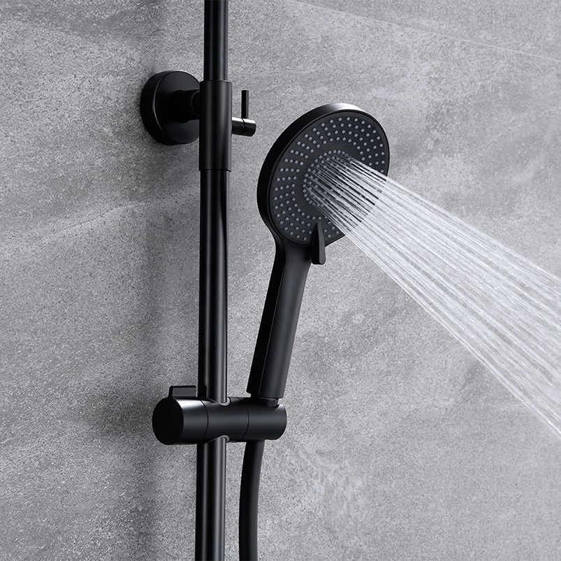 Luxury Black Walk-in Rainfall Brass Thermostatic Shower Set - Unique Anti-Scald Design, Matte Black Finish, Dual Handle, 3 Function