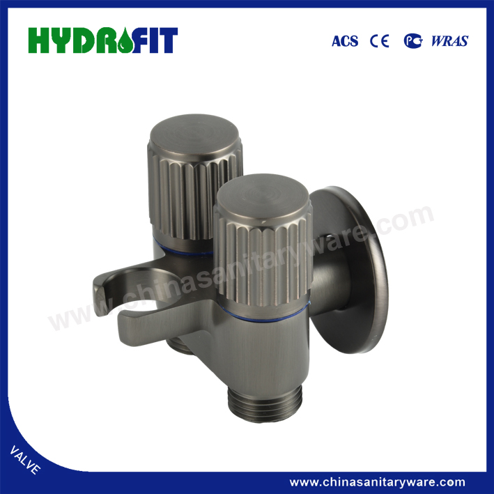 Factory Bathroom Multi Functional Shattaf Sprayer Accessories 2 Way Angle Valve (FT8701grey)
