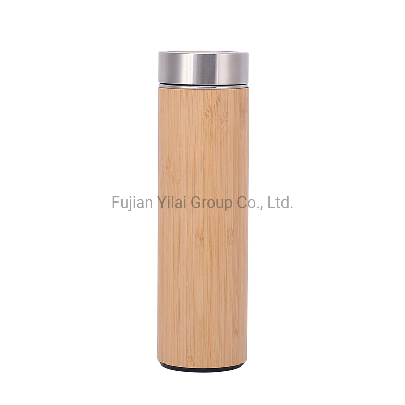 Double Walled Bamboo Vacuum Insulated Tea Infuser Water Bottle with Tea Strainer Travel Vacuum Flask