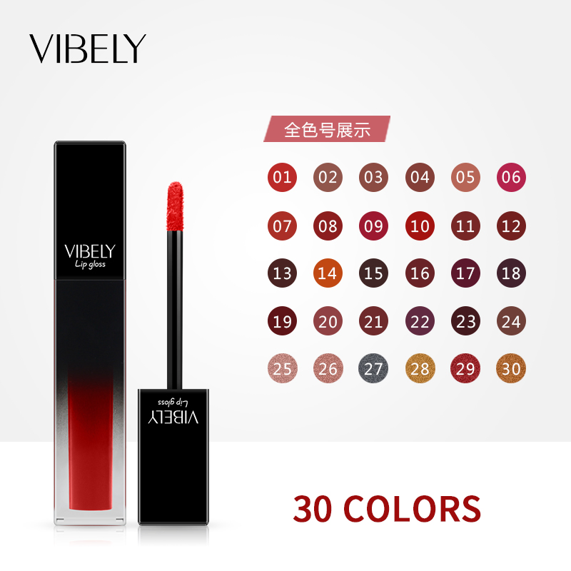 Vibely Waterproof Lasting 30 Color High Pigment Matte Velvet Lipgloss Liquid Lipstick