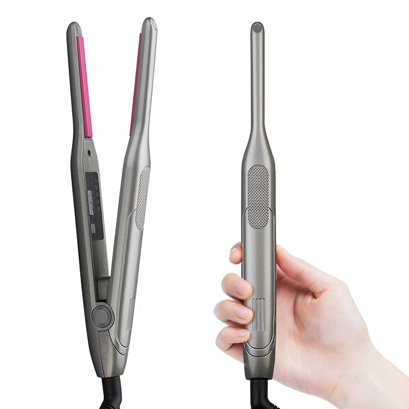 Mini Hair Straightener & Curler Brush Professional Flat Iron Hair Styler Hot Tool Ceramic Digital LED for All Hair Types