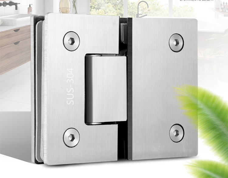 Factory Price Glass to Glass SS304 Straight Edge 180 Degree Bathroom Glass Clamp Stainless Steel Frameless Glass Door Hinge Shower Hinge