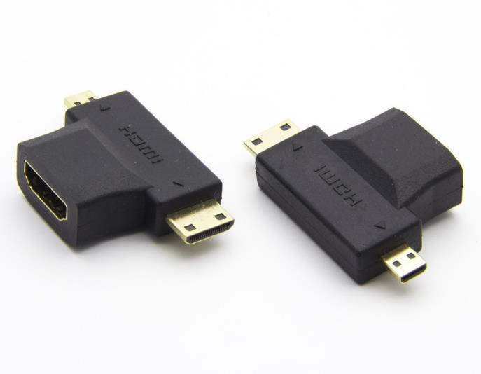 HDMI Female to Mini HDMI Male+Micro HDMI Male Adaptor