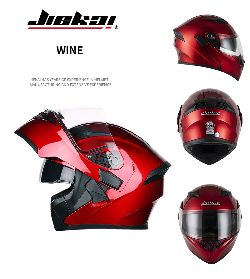 JK902 Red Flip-up Motorcycle Helmet ABS