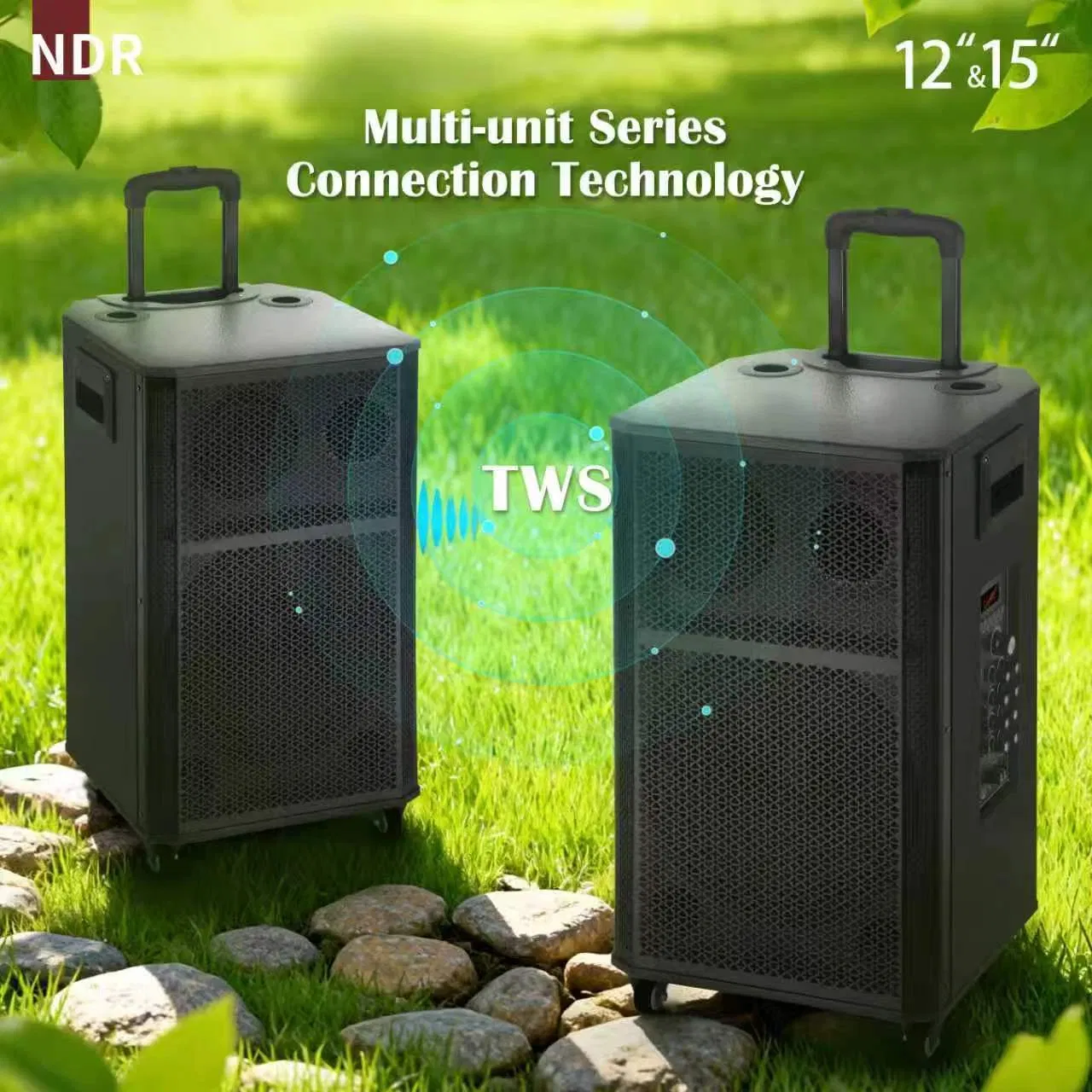 Wireless Portable Trolley Wooden Blue Tooth Ndr-415 Speaker