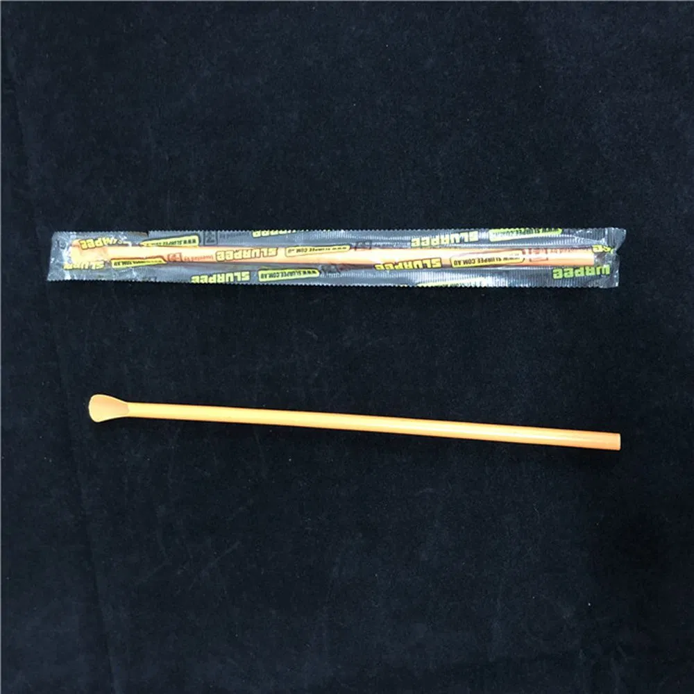 Plastic Biodegradable Straws with Spoon on The End for Bar, Restaurant, Snack Bar
