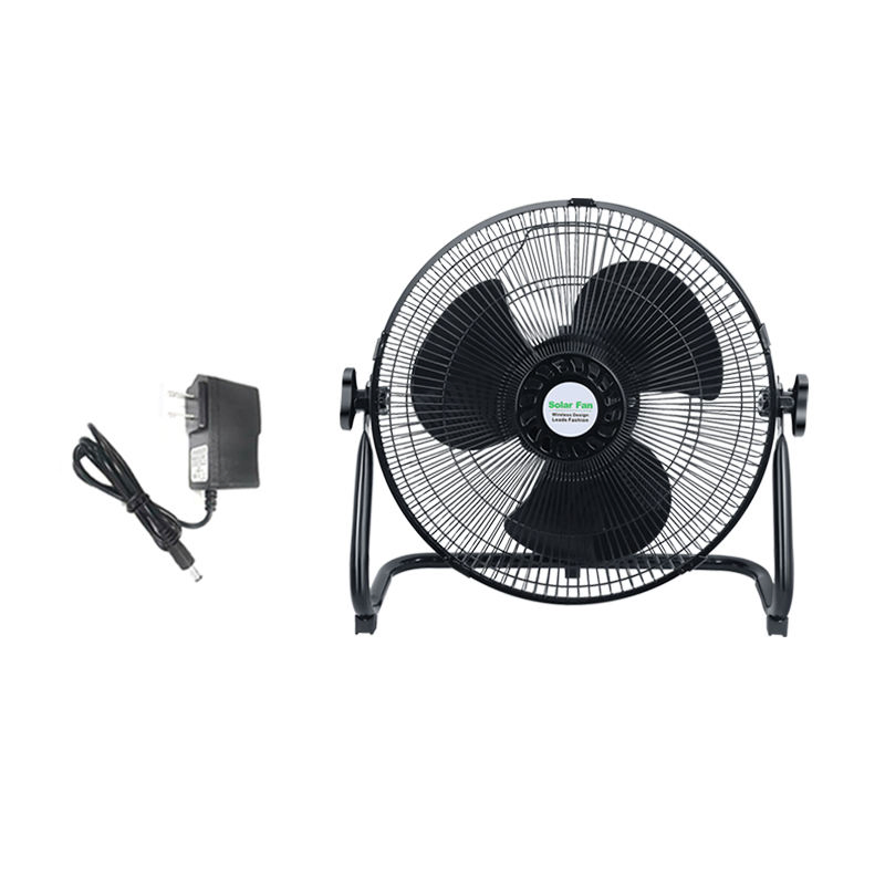Rechargeable Solar Fan Lithium Battery 12 Inch Metal Floor Electric Solar Fan