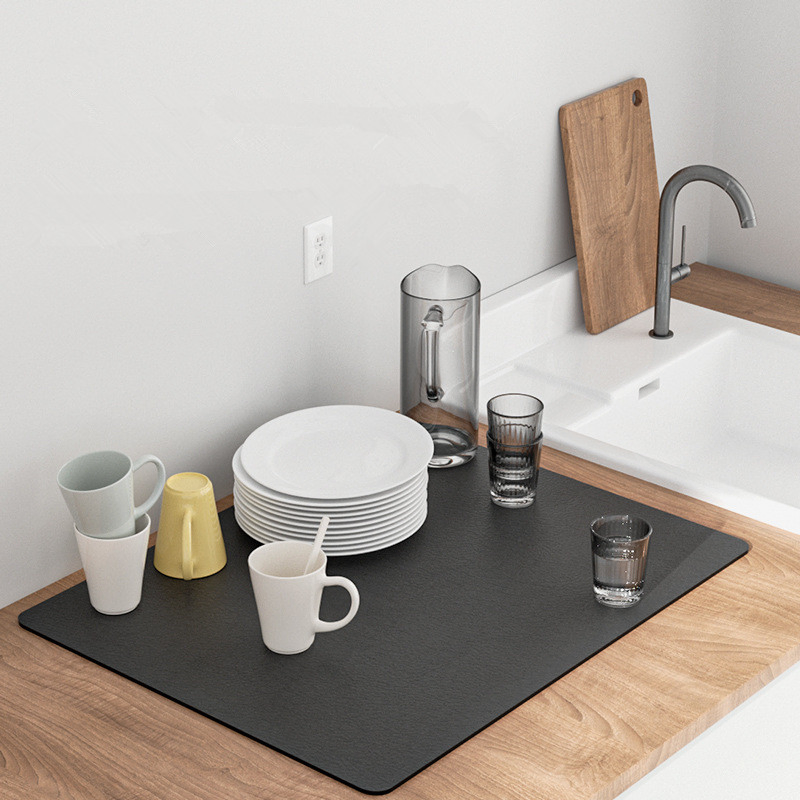 Non Slip Drain Pad Dish Rubber Drying Mat Kitchen Sink Place Mat