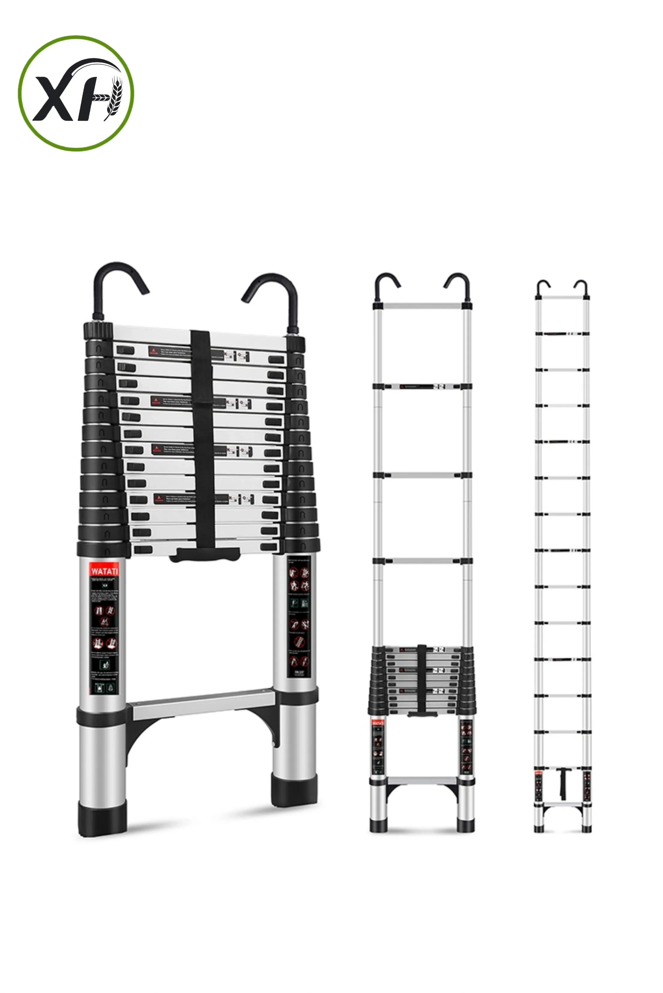 Aluminum Telescopic Straight Ladder Regular Straight Ladder with Bottom Triangle Support + Hook